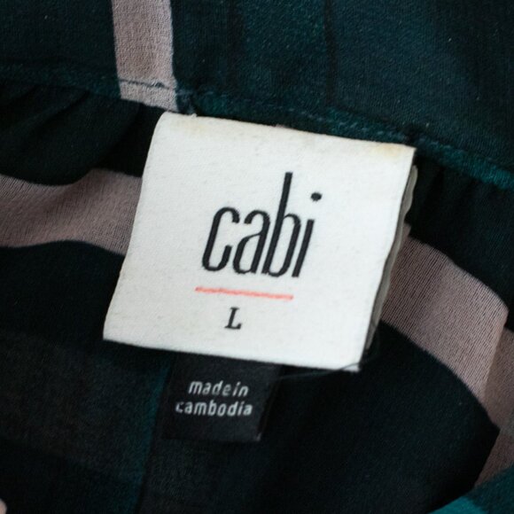 Cabi Cake Ruffle Blouse Style 3948 Plaid Pink Green Size L - Picture 14 of 16
